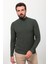 Desenli Haki Slim Fit Yarım Balıkçı Yaka Yün Erkek Triko Kazak 3