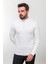 Desenli Ekru Slim Fit Yarım Balıkçı Yaka Yün Erkek Triko Kazak 1