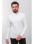 Desenli Ekru Slim Fit Yarım Balıkçı Yaka Yün Erkek Triko Kazak 3