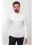 Desenli Ekru Slim Fit Yarım Balıkçı Yaka Yün Erkek Triko Kazak 4