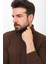 Desenli Kahverengi Slim Fit Tam Balıkçı Yaka Yün Erkek Kazak 2