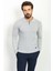 Desenli Gri Renk Slim Fit Polo Yaka Erkek Kazak 4