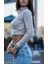 Kadın Balıkçı Yaka Uzun Kollu Kaşkorse Fitted/slim Crop Bluz 1