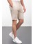 Desenli Bej Rengi Super Slim Fit Erkek Şort 1