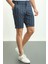 Çizgili Lacivert Renk Super Slim Fit Erkek Şort 1