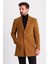 Düz Kamel Rengi Slim Fit Mono Yaka Klasik Yün Erkek Kaban 1