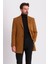 Düz Kamel Rengi Slim Fit Mono Yaka Klasik Yün Erkek Kaban 5