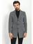 Düz Gri Renk Slim Fit Mono Yaka Klasik Yün Erkek Kaban 4
