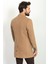 Düz Bej Rengi Slim Fit Mono Yaka Klasik Yün Erkek Kaban 5