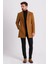 Düz Kamel Rengi Slim Fit Mono Yaka Klasik Yün Erkek Kaban 4
