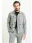Çizgili Gri Slim Fit Erkek Mont Pantolon Takım 1