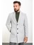 Düz Gri Slim Fit Mono Yaka Kaşe Erkek Kaban 1