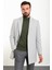 Düz Gri Slim Fit Mono Yaka Kaşe Erkek Kaban 4