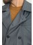 Düz Antrasit Rengi Slim Fit Kruvaze Kemerli Erkek Trenchcoat 2