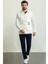 Düz Ekru Rengi Slim Fit Torba Cep Gömlek Yaka Kemerli Keten Erkek Trenchcoat 3