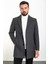 Düz Antrasit Slim Fit Mono Yaka Kaşe Erkek Kaban 1
