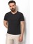 Düz Antrasit Rengi Super Slim Fit V Yaka Basic Erkek T-Shirt 4