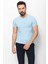 Düz Mavi Renk Super Slim Fit Bisiklet Yaka Basic Erkek T-Shirt 3