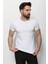 Düz Beyaz Renk Super Slim Fit Bisiklet Yaka Basic Erkek T-Shirt 3