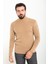 Düz Kamel Rengi Slim Fit Yarım Balıkçı Yaka Yün Erkek Triko Kazak 3
