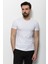 Düz Beyaz Renk Super Slim Fit Bisiklet Yaka Basic Erkek T-Shirt 1