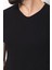 Desenli Siyah Renk Slim Fit V Yaka Basic Erkek T-Shirt 2