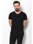 Desenli Siyah Renk Slim Fit V Yaka Basic Erkek T-Shirt 4
