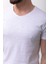 Desenli Beyaz Renk Slim Fit V Yaka Basic Erkek T-Shirt 2