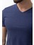 Desenli Lacivert Renk Slim Fit V Yaka Basic Erkek T-Shirt 2