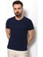 Düz Lacivert Renk Super Slim Fit Bisiklet Yaka Basic Erkek T-Shirt 4