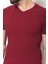 Düz Bordo Renk Super Slim Fit V Yaka Basic Erkek T-Shirt 2