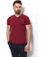 Düz Bordo Renk Super Slim Fit V Yaka Basic Erkek T-Shirt 3