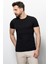 Düz Siyah Renk Super Slim Fit Bisiklet Yaka Basic Erkek T-Shirt 2