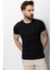 Düz Siyah Renk Super Slim Fit Bisiklet Yaka Basic Erkek T-Shirt 4