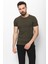 Düz Haki Rengi Super Slim Fit Bisiklet Yaka Basic Erkek T-Shirt 1