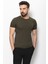Düz Haki Rengi Super Slim Fit Bisiklet Yaka Basic Erkek T-Shirt 4