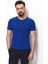 Düz Saks Rengi Super Slim Fit V Yaka Basic Erkek T-Shirt 3