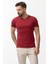 Desenli Bordo Rengi Slim Fit V Yaka Basic Erkek T-Shirt 3