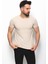 Düz Taş Rengi Super Slim Fit Bisiklet Yaka Basic Erkek T-Shirt 1