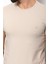 Düz Taş Rengi Super Slim Fit Bisiklet Yaka Basic Erkek T-Shirt 2