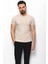 Düz Taş Rengi Super Slim Fit Bisiklet Yaka Basic Erkek T-Shirt 3