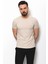Düz Taş Rengi Super Slim Fit Bisiklet Yaka Basic Erkek T-Shirt 4