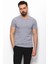 Düz Gri Renk Super Slim Fit V Yaka Basic Erkek T-Shirt 1