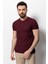 Desenli Bordo Slim Fit Bisiklet Yaka Basic Erkek T-Shirt 1