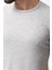 Desenli Açık Gri Slim Fit Bisiklet Yaka Basic Erkek T-Shirt 2