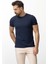 Desenli Lacivert Slim Fit Bisiklet Yaka Basic Erkek T-Shirt 4