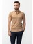 Yaprak Desenli Kamel Slim Fit Polo Yaka Erkek T-Shirt 1