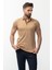 Yaprak Desenli Kamel Slim Fit Polo Yaka Erkek T-Shirt 4