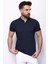 Düz Lacivert Renk Slim Fit Polo Yaka Basic Erkek T-Shirt 1