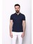 Düz Lacivert Renk Slim Fit Polo Yaka Basic Erkek T-Shirt 3